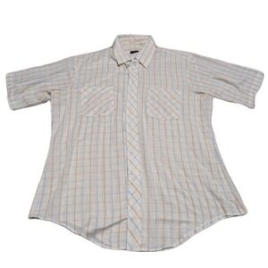 Christopher Hart‎ Large 16 Mans Cream Striped Dots Long Sleeve Textured Shirt